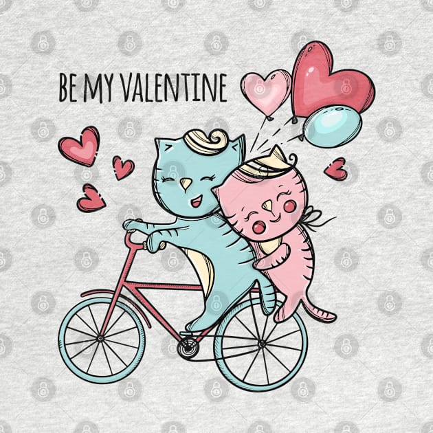 cats riding bicycle love by Mako Design 